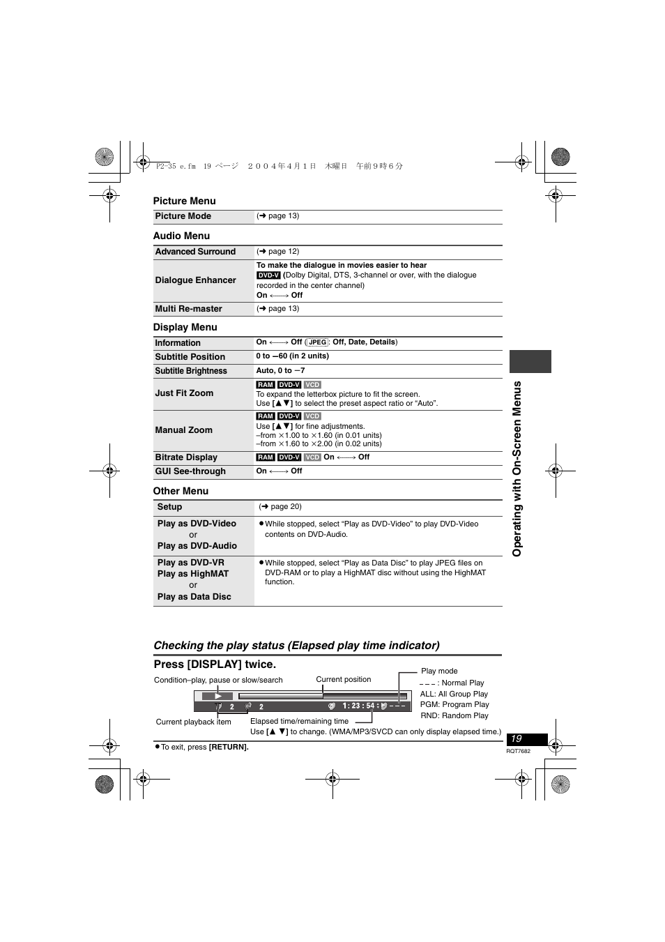 Panasonic DVD-LS50 User Manual | Page 19 / 36