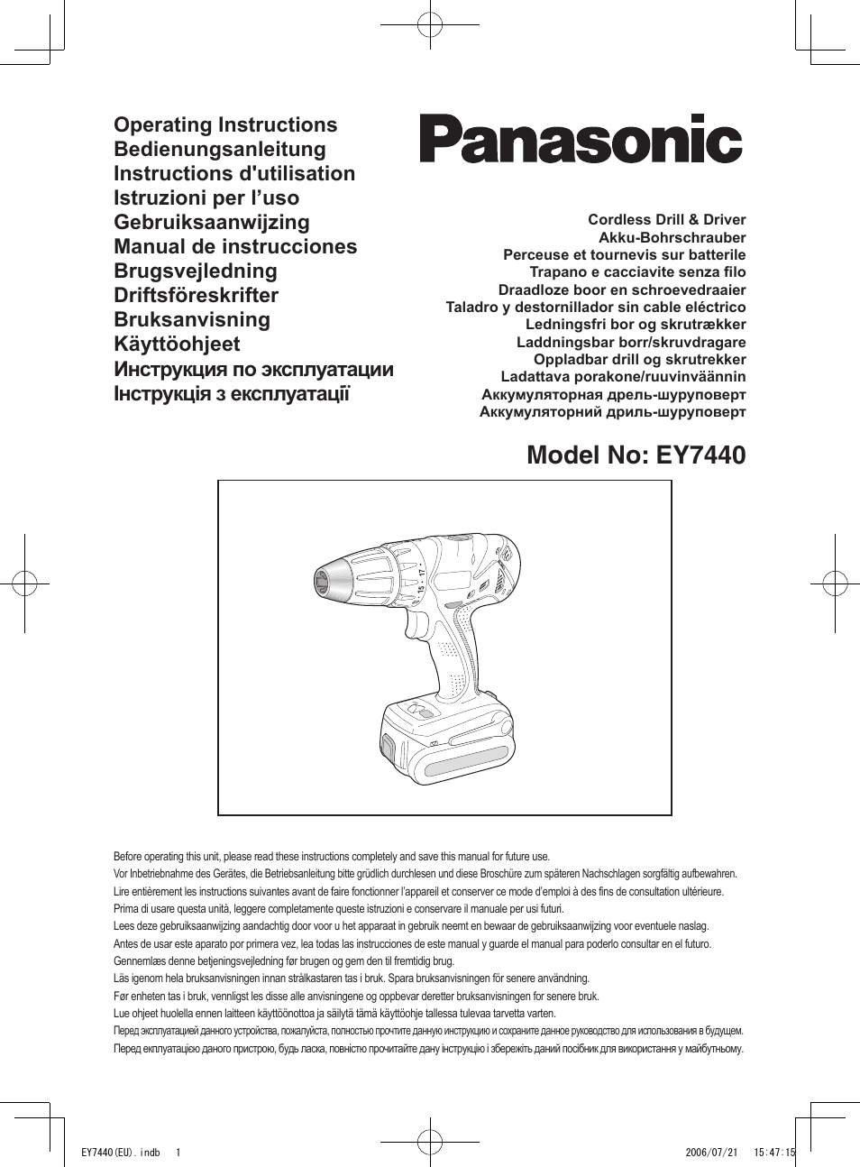 Panasonic EY7440 User Manual | 16 pages