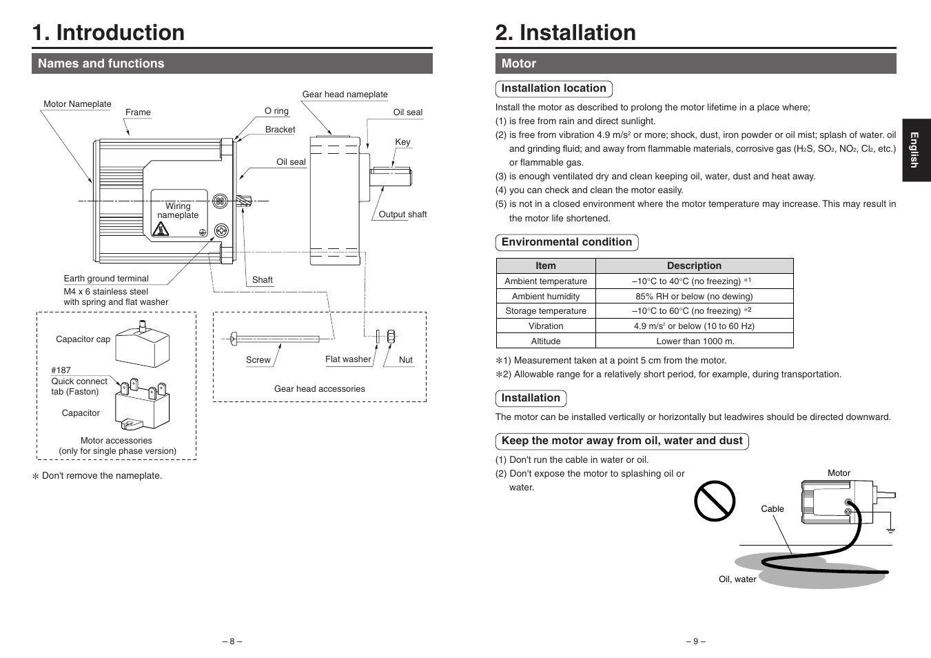 Introduction, Installation | Panasonic AC Geared-Motor M9RZ90GB4LG User Manual | Page 3 / 3