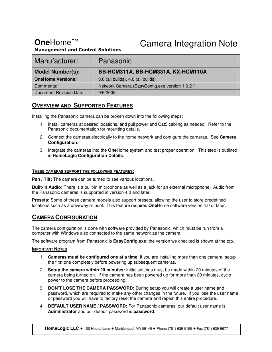 Panasonic BB-HCM311A User Manual | 9 pages
