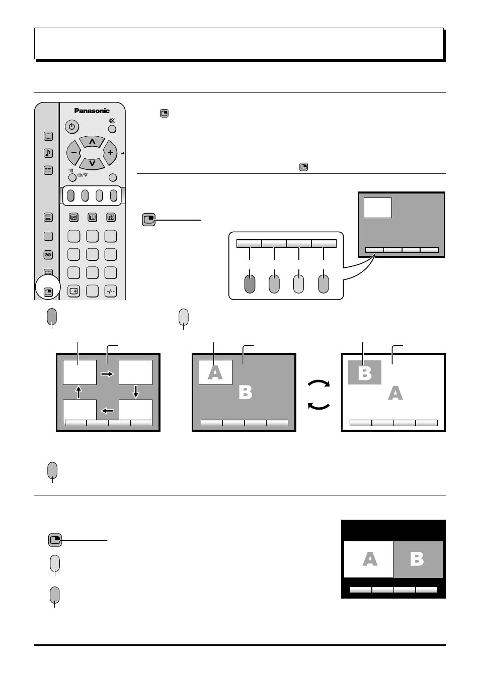 Multi screen, Multi pip, Picture in picture (pip) | Picture and picture | Panasonic TX-47P600X User Manual | Page 34 / 44