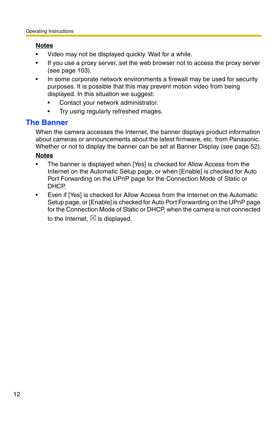 The banner | Panasonic BL-C30A User Manual | Page 12 / 114
