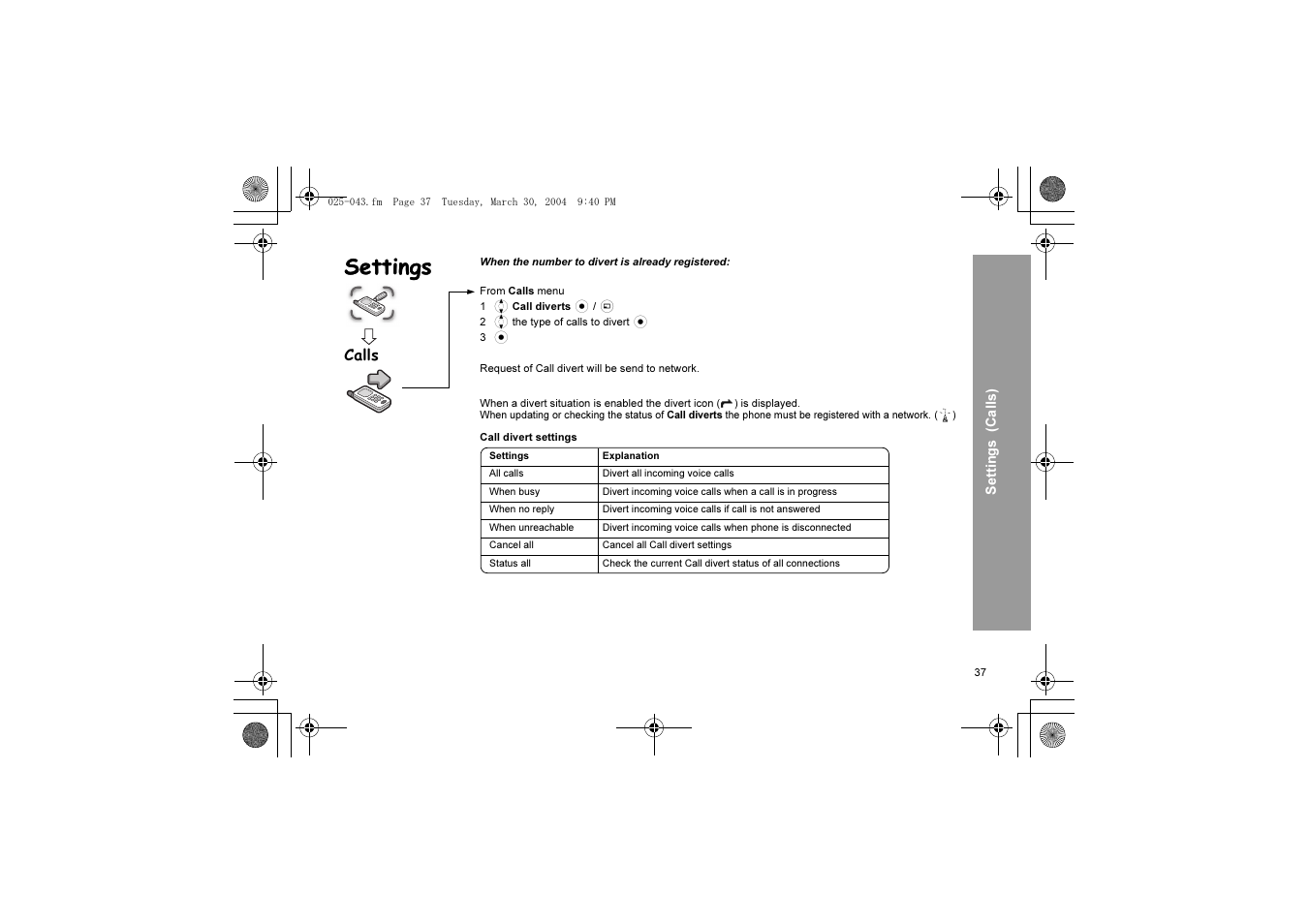 Settings | Panasonic X60 User Manual | Page 39 / 140