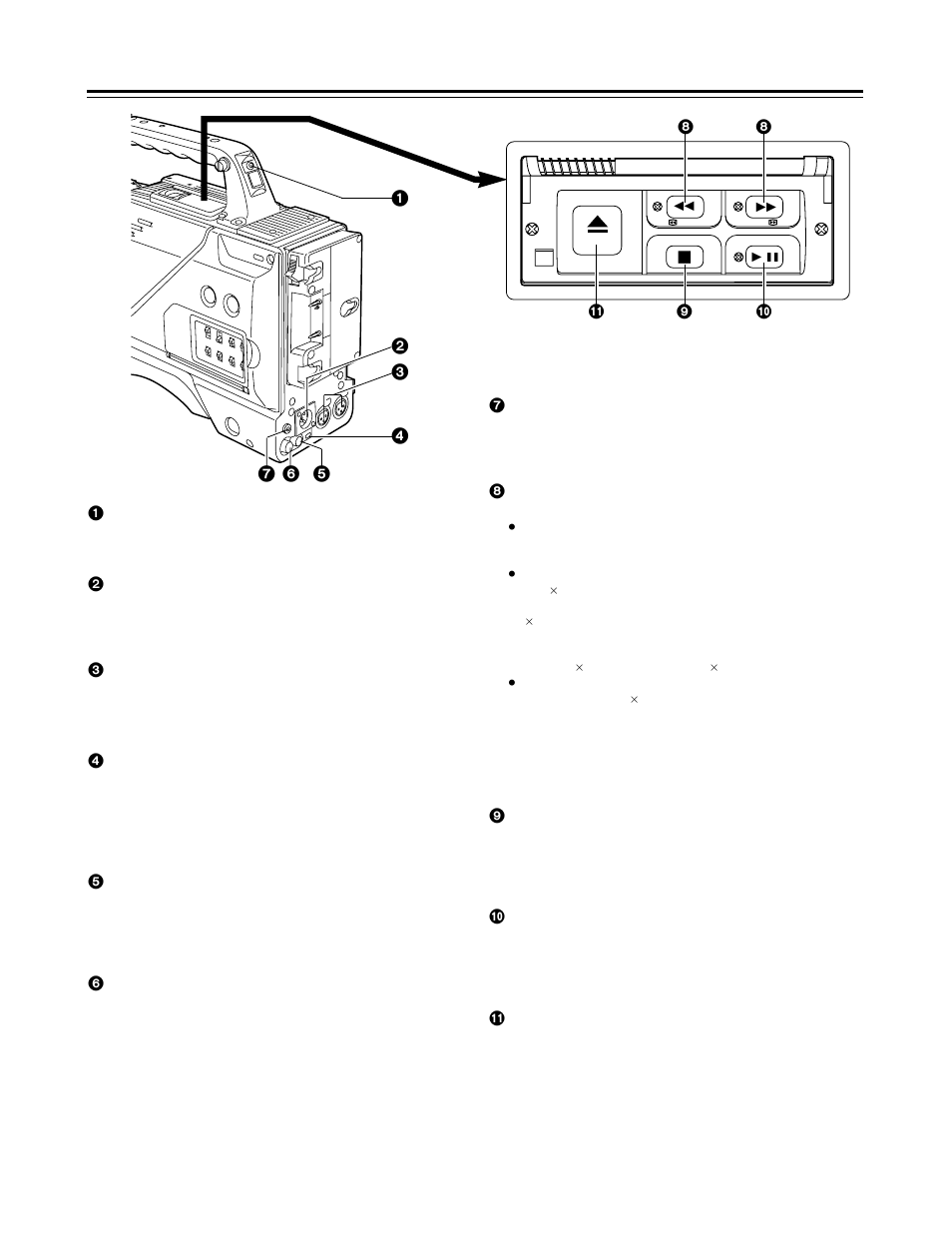Parts and their functions | Panasonic AG-DVC200 User Manual | Page 9 / 44