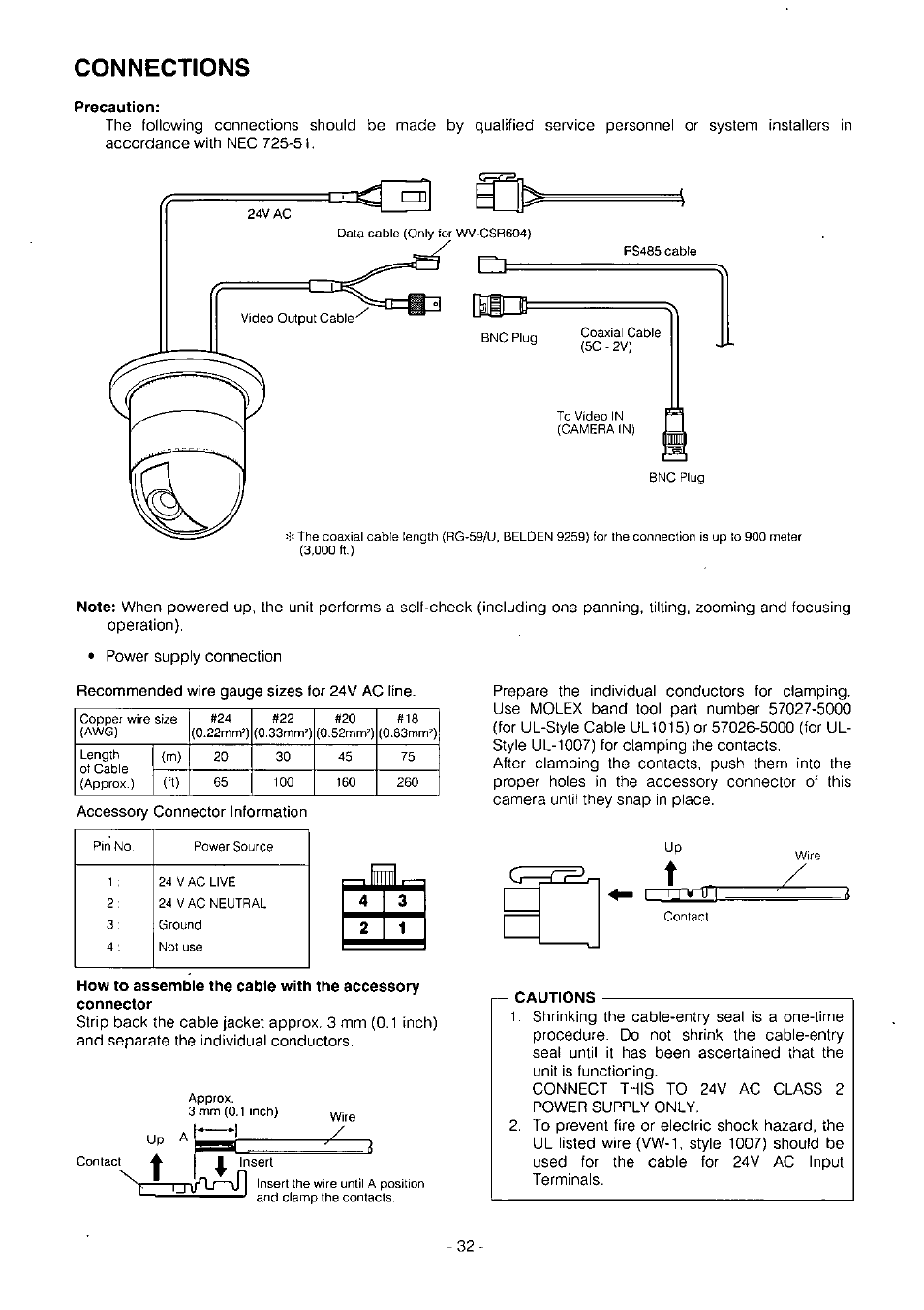 Precaution, Г- cautions, Connections | Trnrt | Panasonic WV-BS504 User Manual | Page 34 / 40