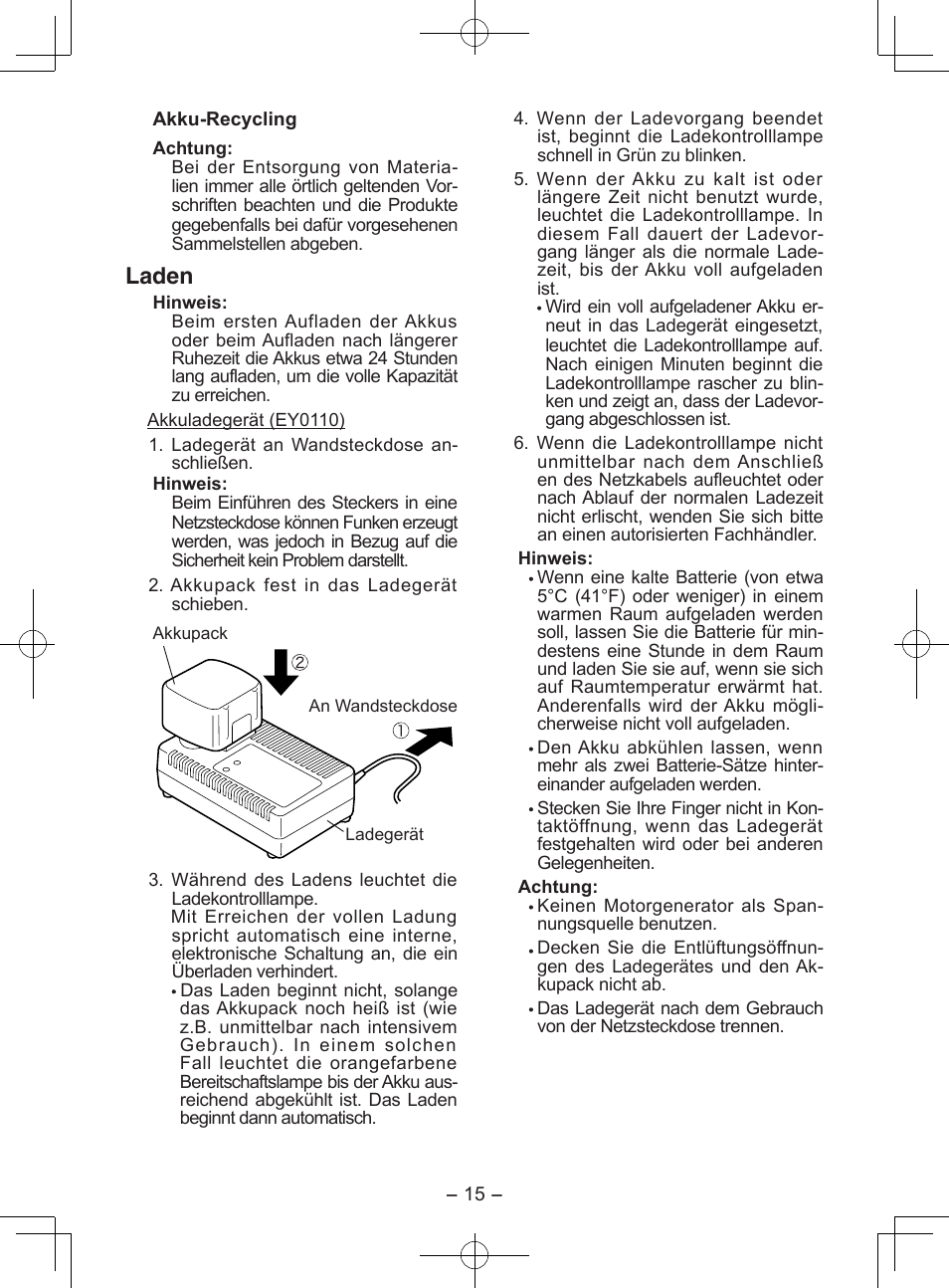 Laden | Panasonic EY6903 User Manual | Page 15 / 68
