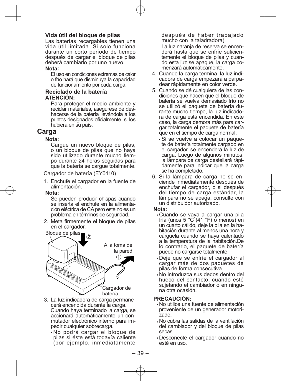 Carga | Panasonic EY6903 User Manual | Page 39 / 68