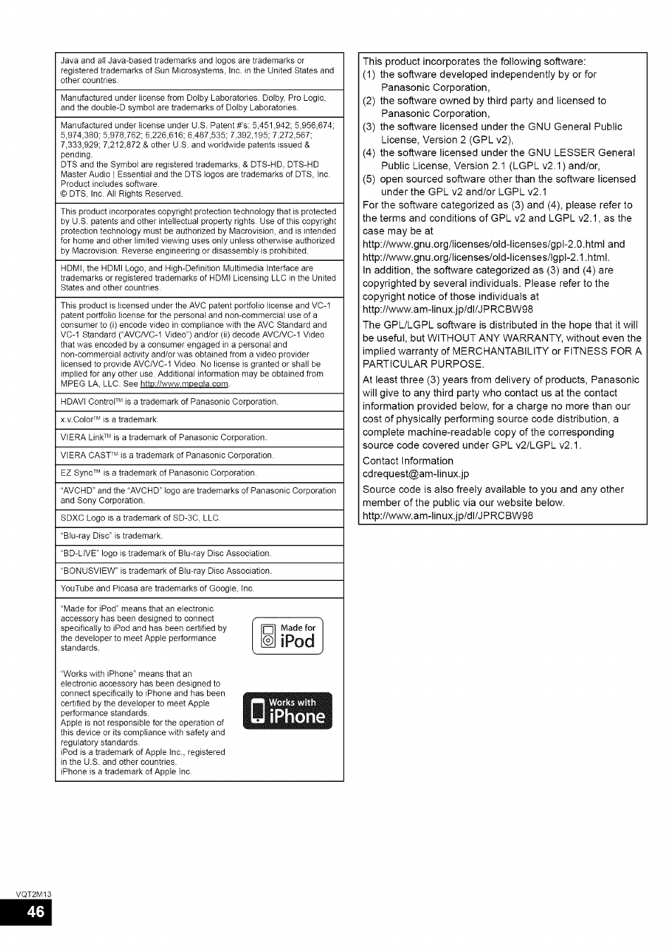 Panasonic SC-BT730 User Manual | Page 46 / 52