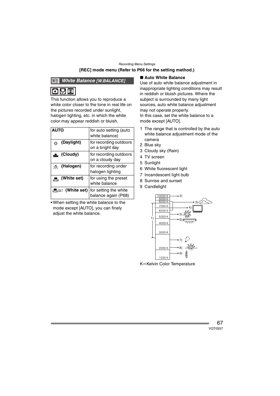 White balance | Panasonic DMC-FX9PP User Manual | Page 67 / 124