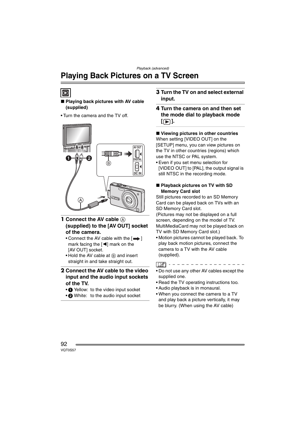 Playing back pictures on a tv screen | Panasonic DMC-FX9PP User Manual | Page 92 / 124