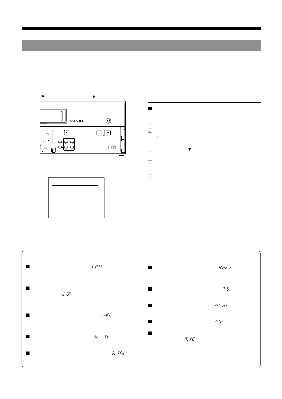 2 main menu display, 4 on-screen/menu switches, Contents of the main menu items 5 | Panasonic AG-TL950 User Manual | Page 18 / 58