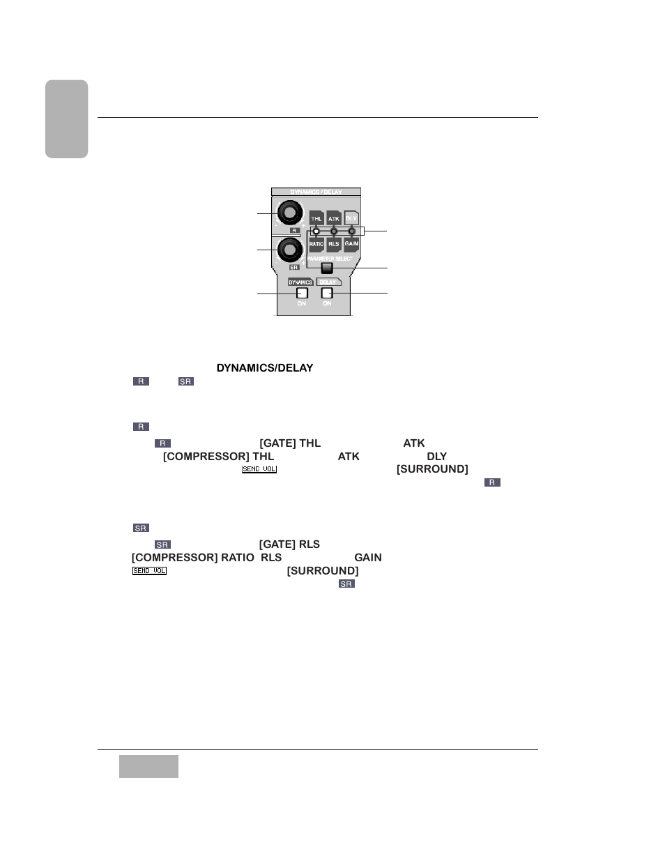 2 dynamics/delay section controls, R knob, Sr knob | Panasonic WR-DA7 User Manual | Page 135 / 369