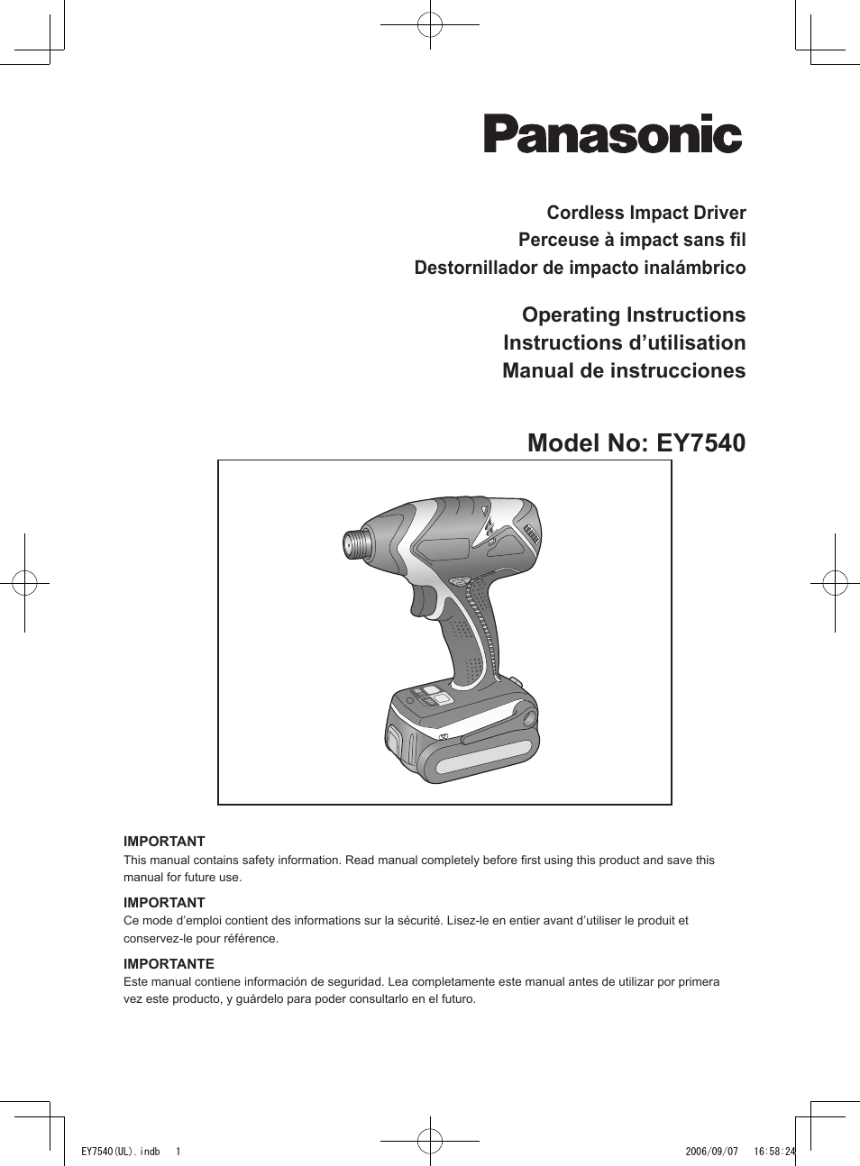 Panasonic EY7540 User Manual | 48 pages