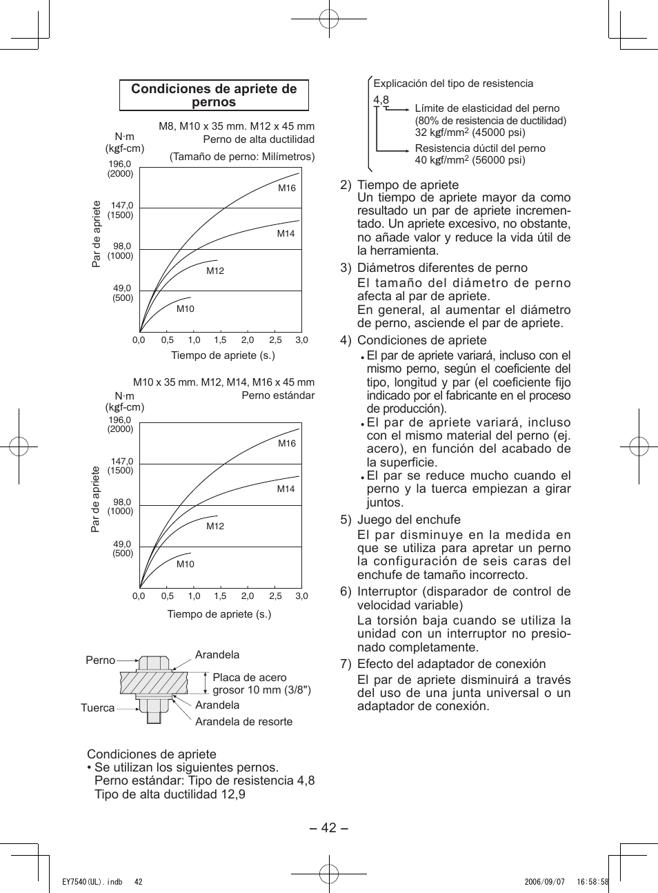 4 - condiciones de apriete de pernos | Panasonic EY7540 User Manual | Page 42 / 48