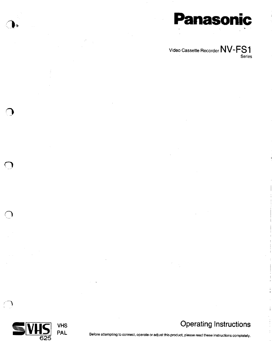 Panasonic NV-FS1 User Manual | 40 pages