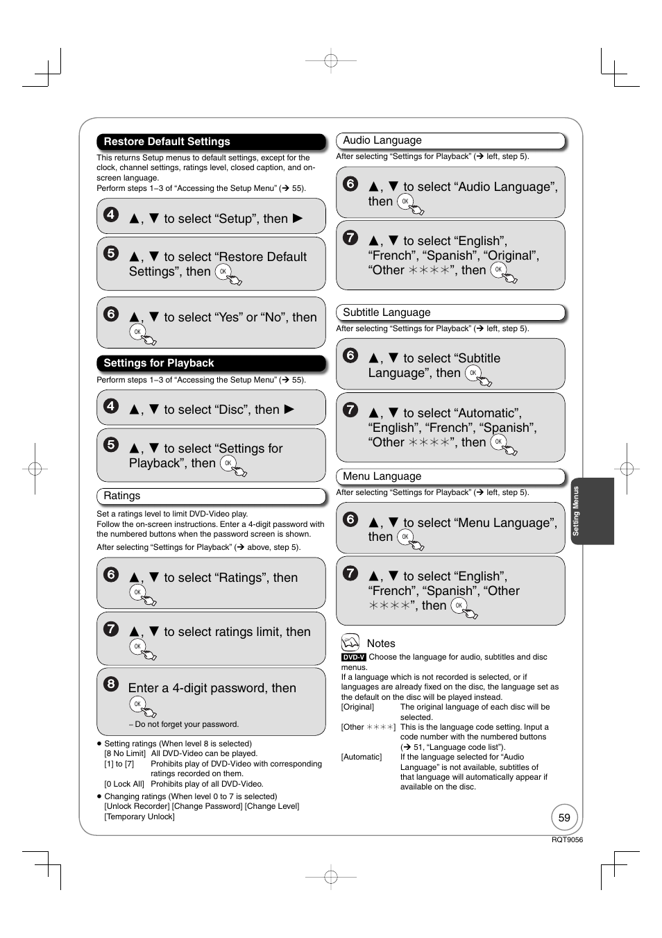 Enter a 4-digit password, then | Panasonic DIGA DMR-EZ48V User Manual | Page 59 / 100