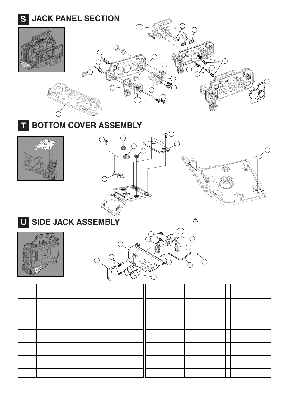 S] jack panel section, T] bottom cover assembly, U] side jack assembly | St u, Prt-16 | Panasonic AJ-HDX900MC User Manual | Page 18 / 26
