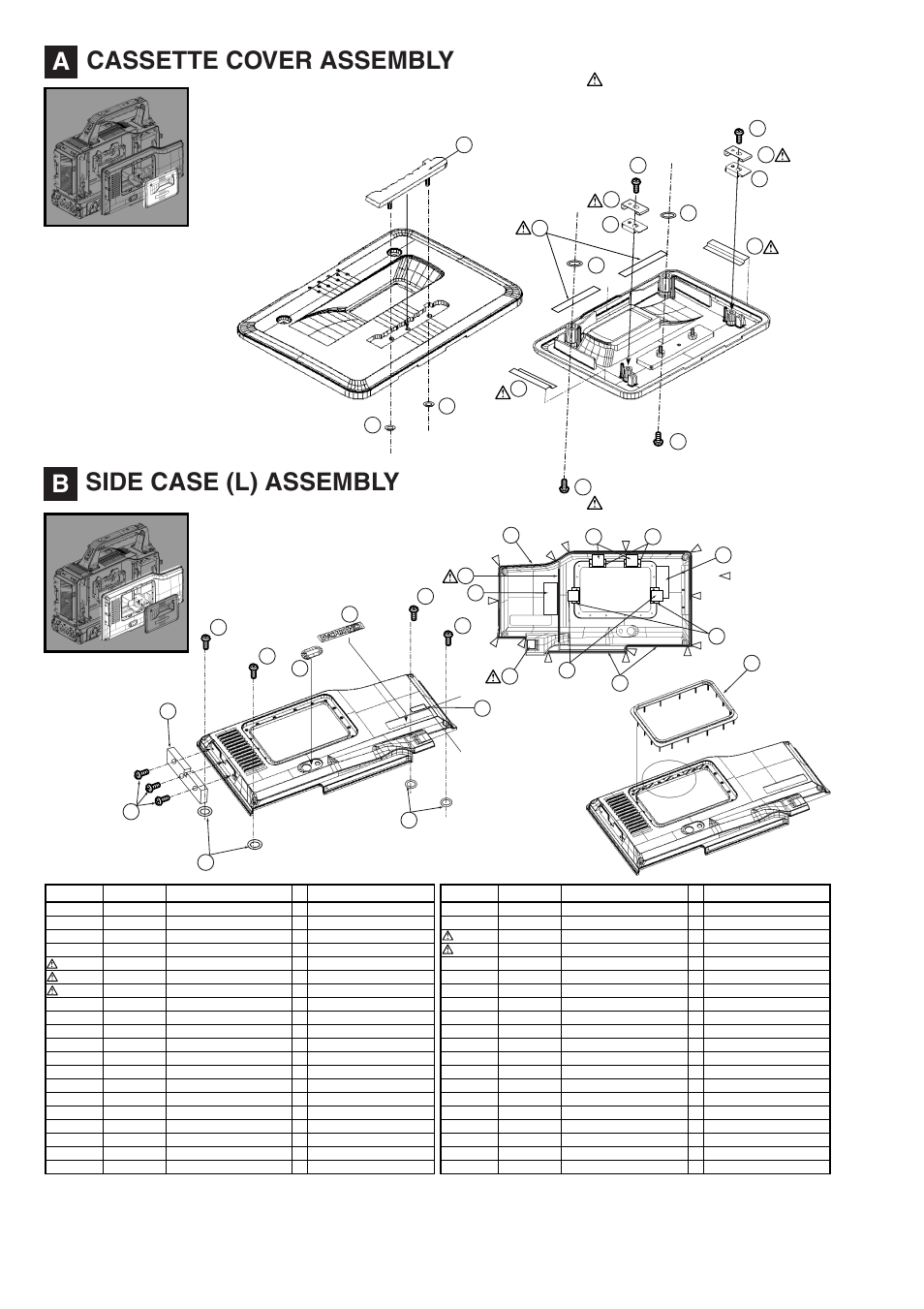 A] cassette cover assembly, B] side case (l)assembly, Cassette cover assembly side case (l) assembly | Prt-4 | Panasonic AJ-HDX900MC User Manual | Page 6 / 26