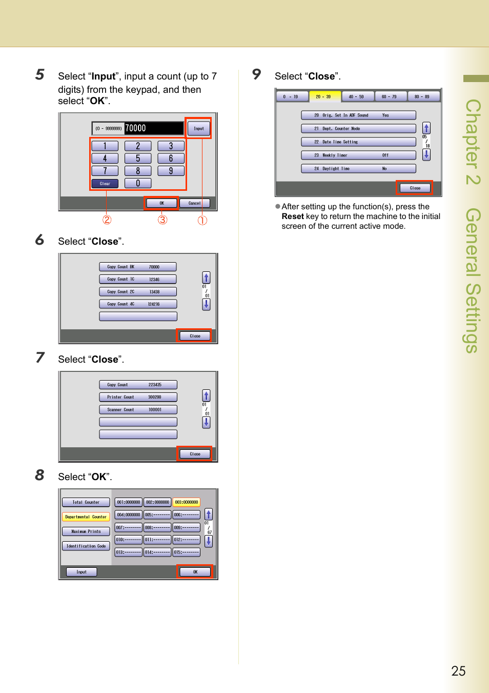 Chapter 2 general settings | Panasonic DP-C213 User Manual | Page 25 / 100