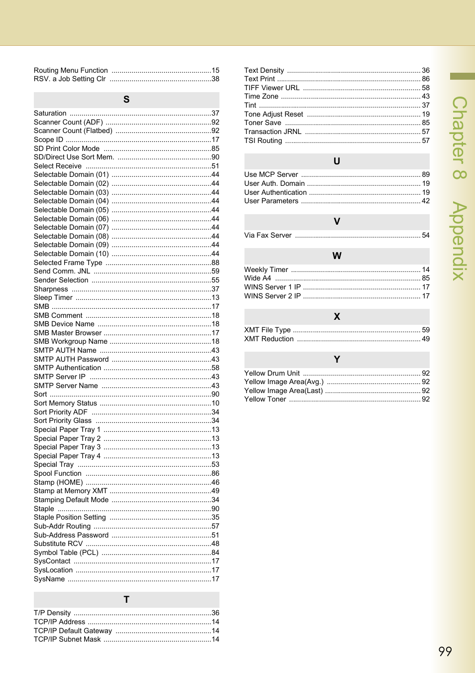 Chapter 8 appendix | Panasonic DP-C213 User Manual | Page 99 / 100