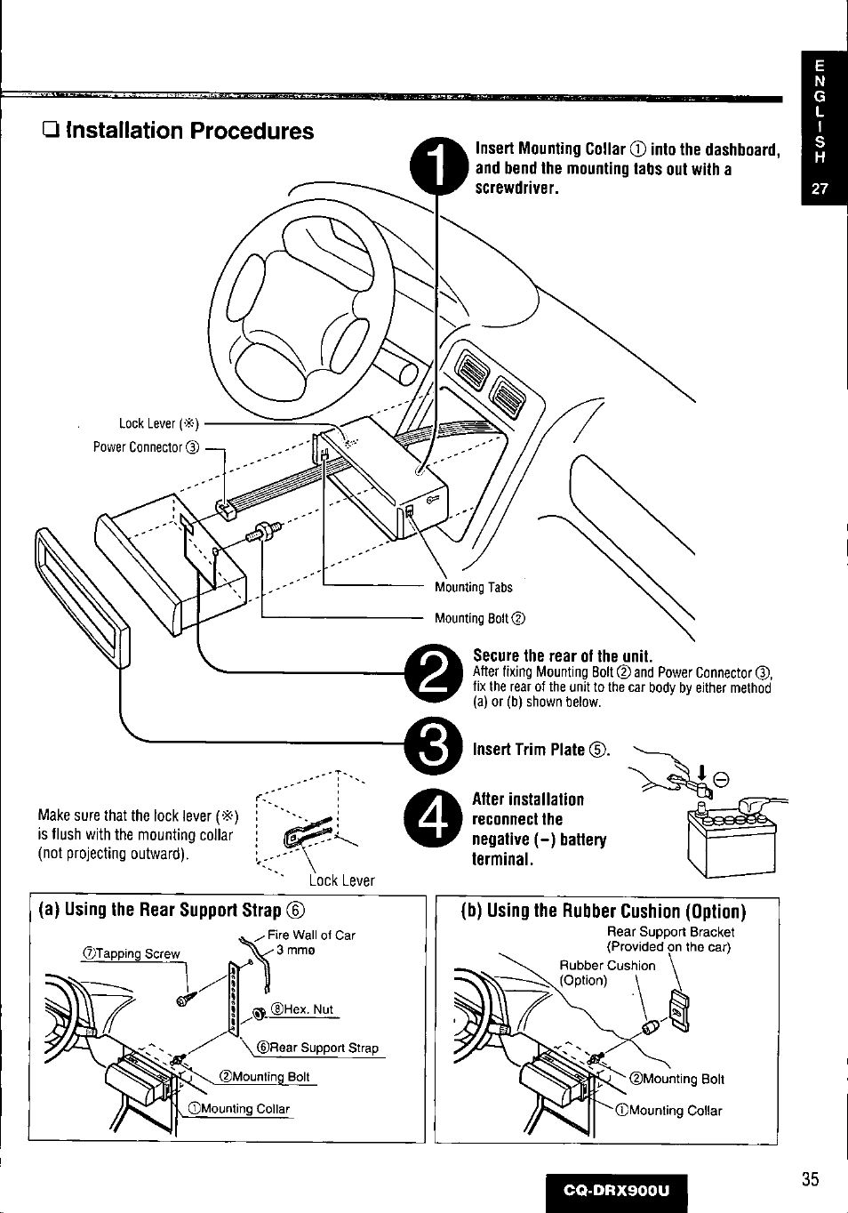 Panasonic CQDRX900U User Manual | Page 35 / 124