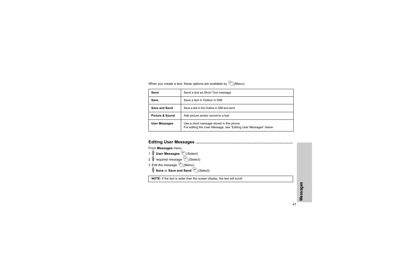 Editing user messages | Panasonic EB-G50 User Manual | Page 50 / 104
