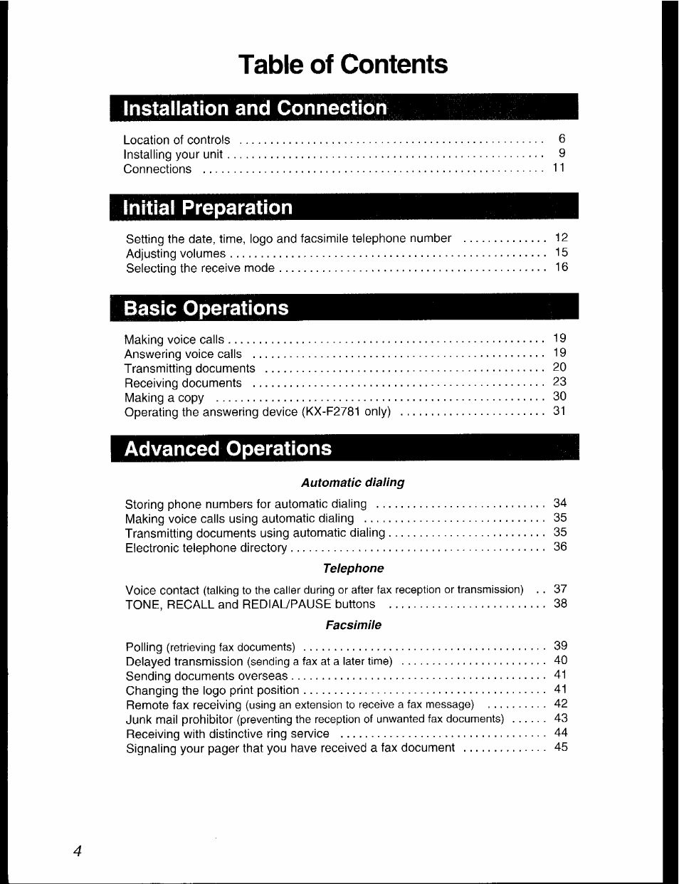 Panasonic KX-F2781AL User Manual | Page 4 / 84