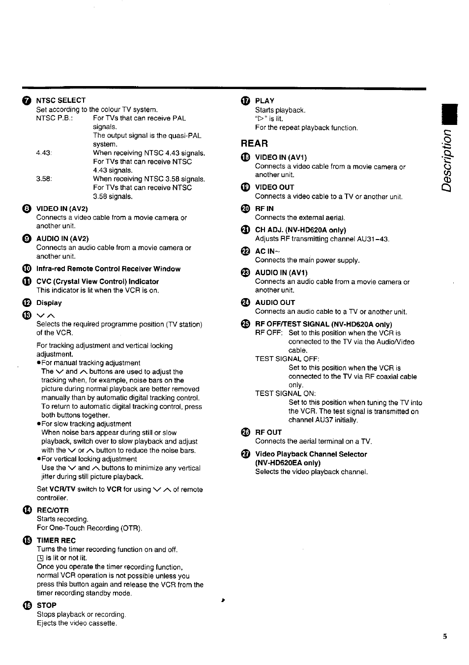 Panasonic NV-HD620 User Manual | Page 5 / 38