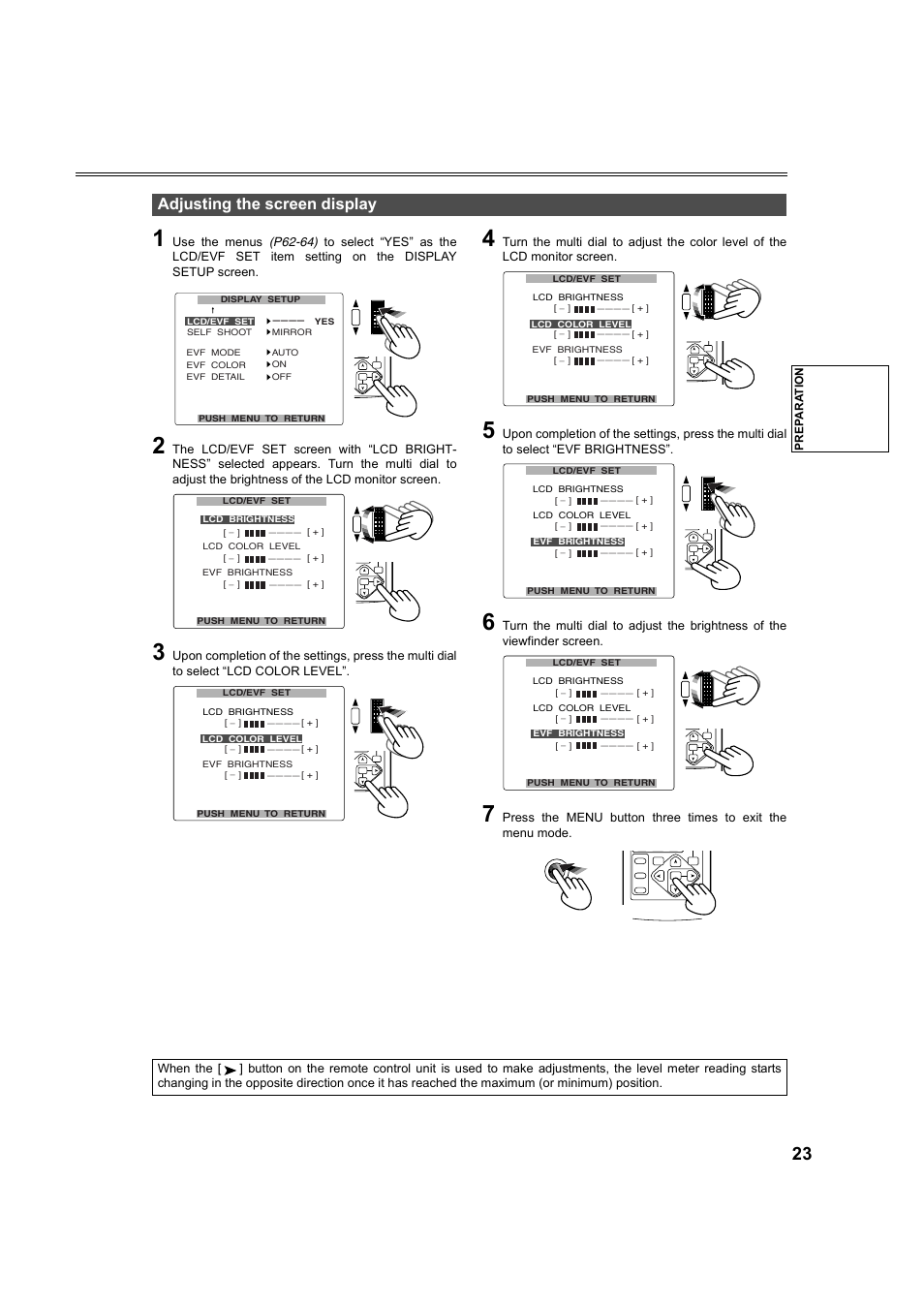 Adjusting the screen display, P23, 2, P23, p | Panasonic AG-DVC60P User Manual | Page 23 / 82