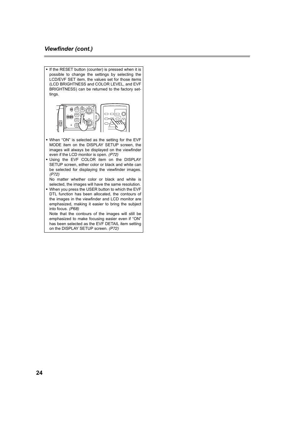 P24, 2, 24 viewfinder (cont.) | Panasonic AG-DVC60P User Manual | Page 24 / 82