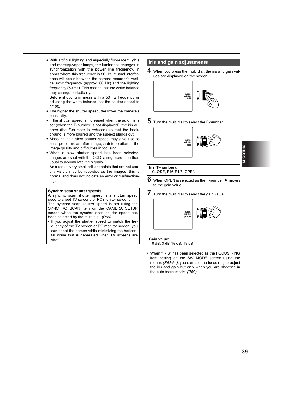 Iris and gain adjustments, P39) | Panasonic AG-DVC60P User Manual | Page 39 / 82