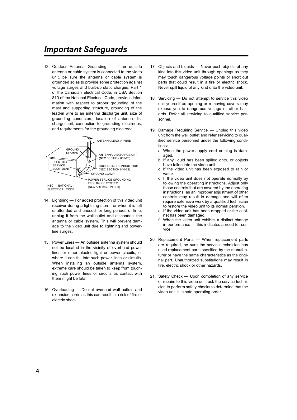 Important safeguards | Panasonic AG-DVC60P User Manual | Page 4 / 82