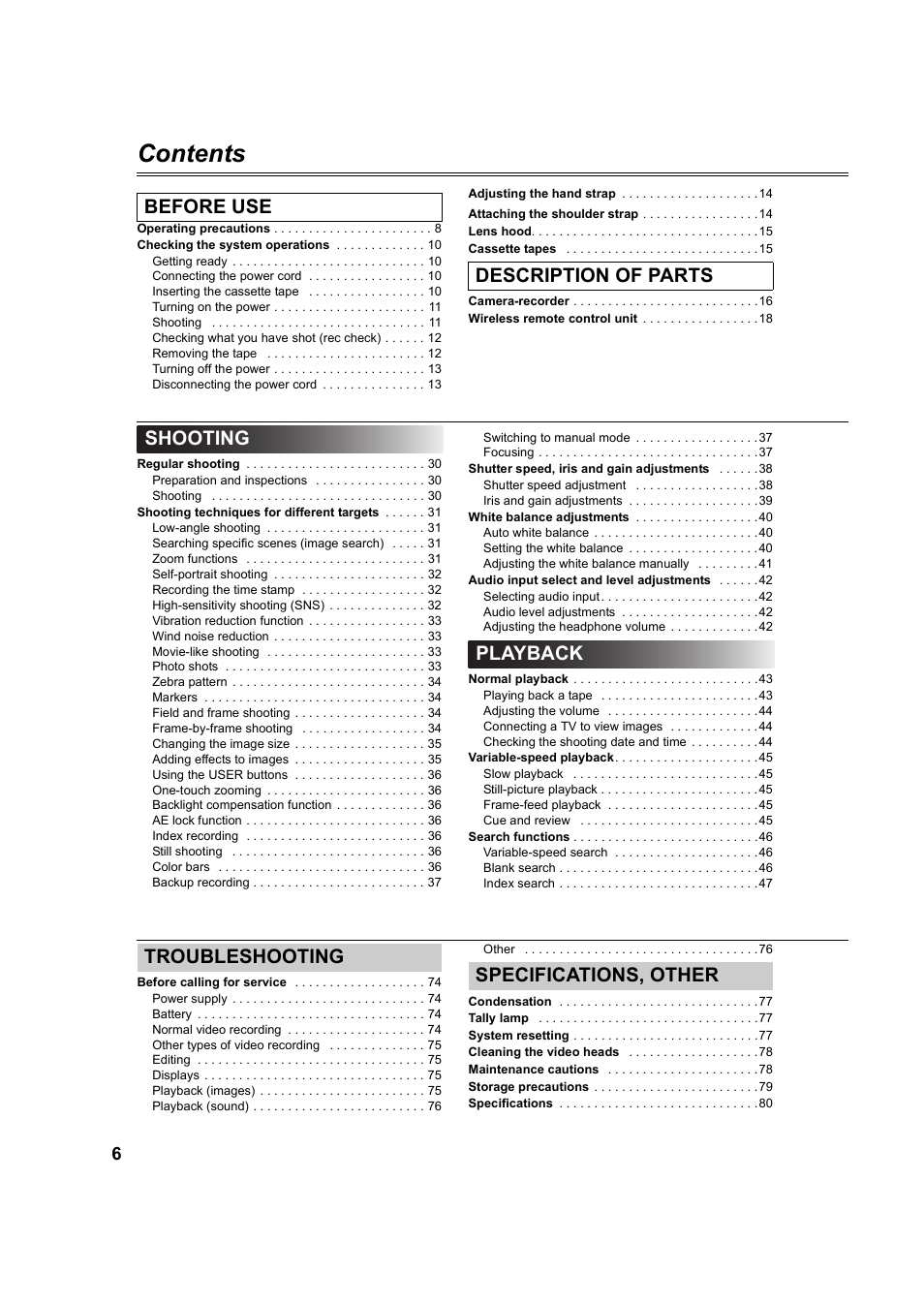 Panasonic AG-DVC60P User Manual | Page 6 / 82