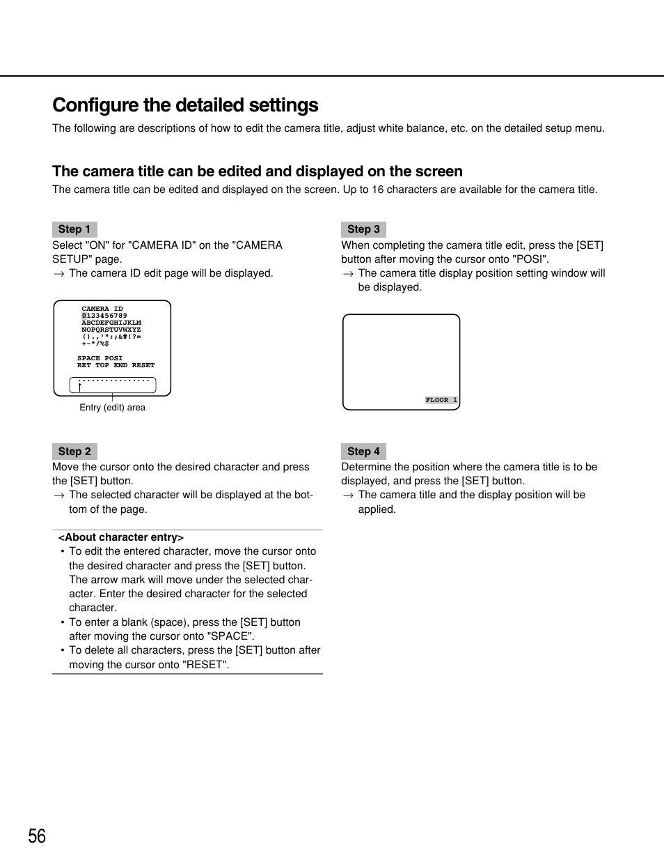 Configure the detailed settings, 56 configure the detailed settings | Panasonic WV-NP1000 User Manual | Page 56 / 70