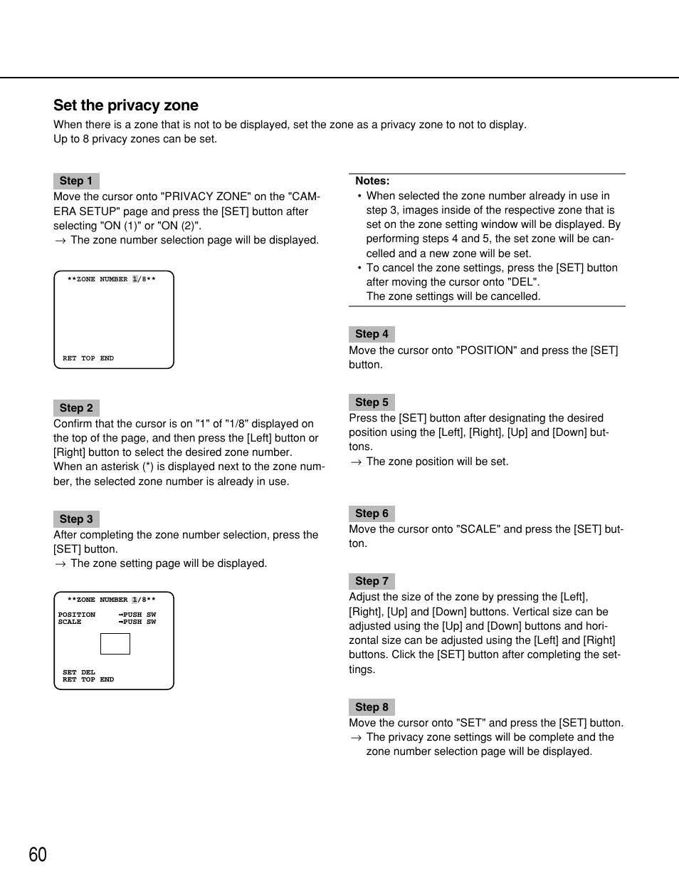 Set the privacy zone | Panasonic WV-NP1000 User Manual | Page 60 / 70