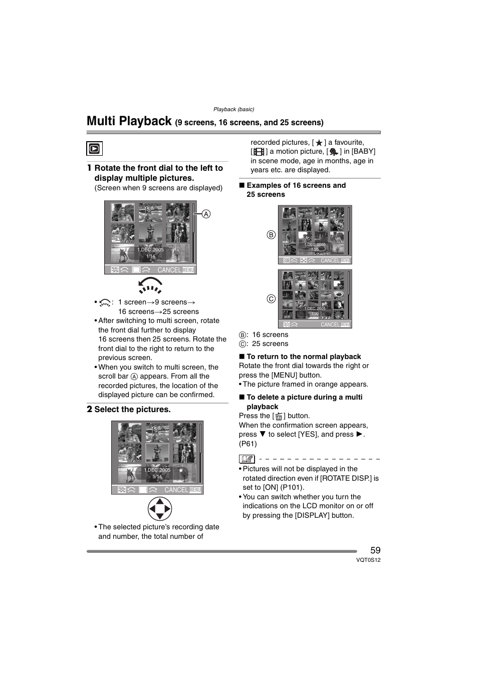 Multi playback | Panasonic DMC-FZ30GN User Manual | Page 59 / 136
