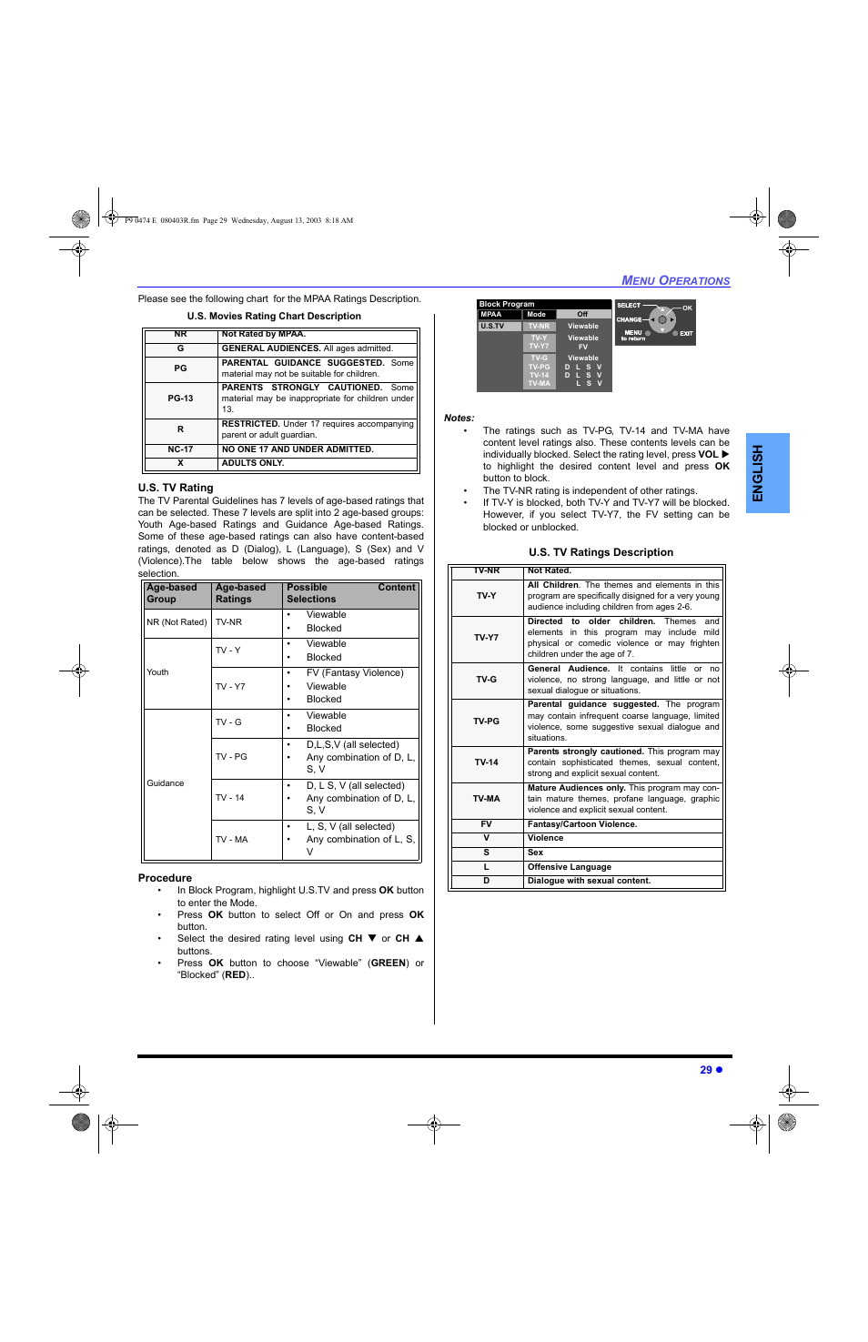 English | Panasonic PT-53WXD63 User Manual | Page 31 / 88