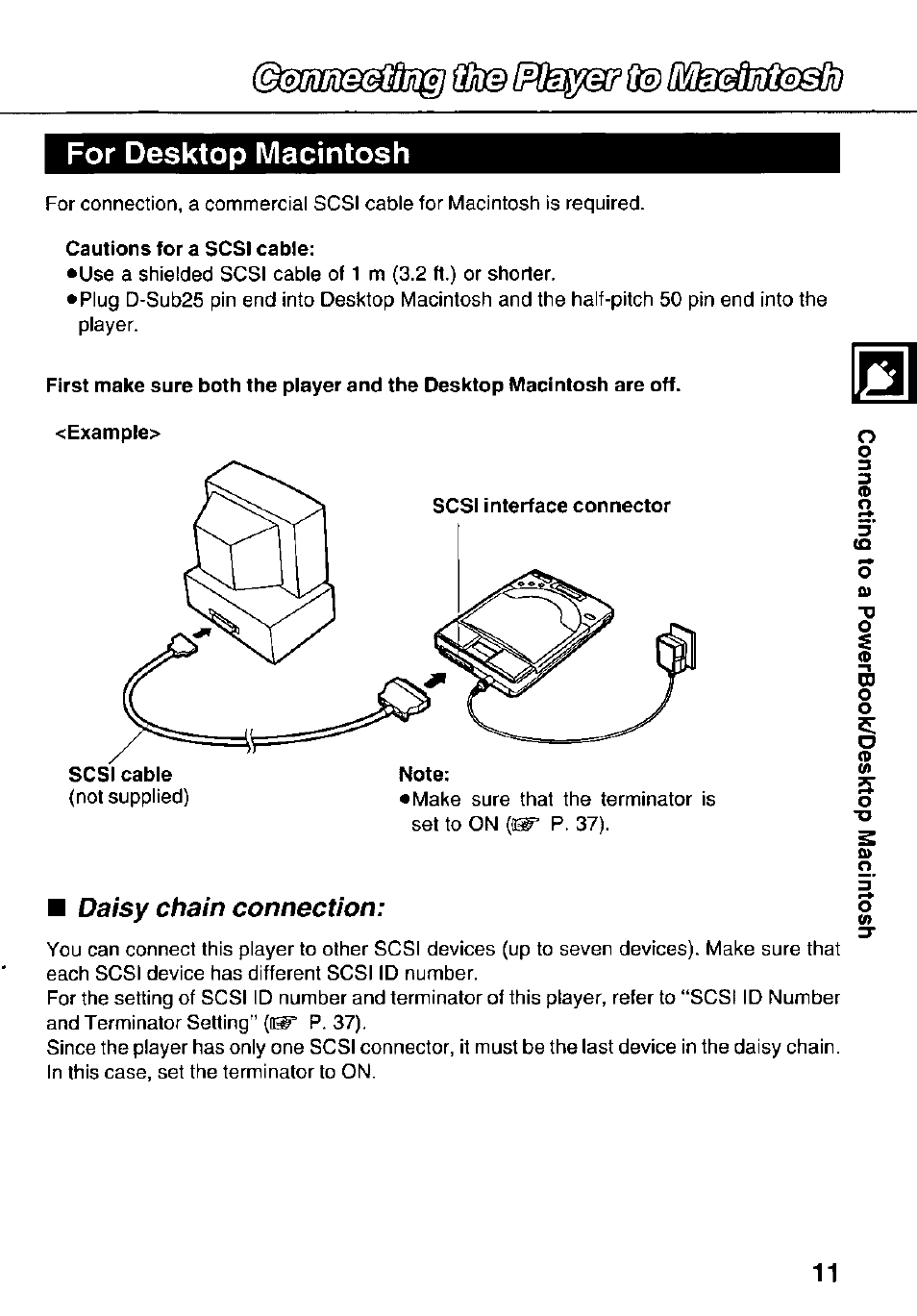For desktop macintosh, Daisy chain connection | Panasonic KXL-783M User Manual | Page 11 / 44