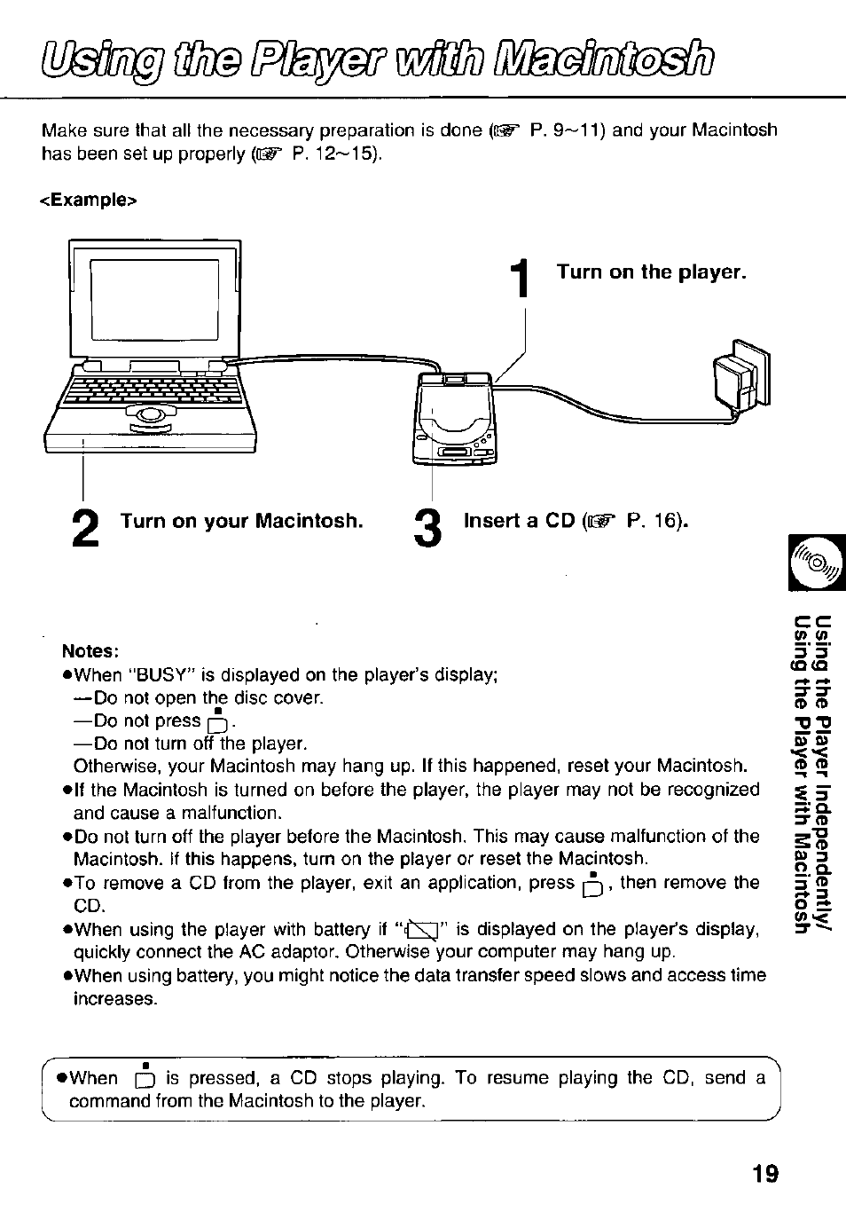 Turn on your macintosh, Notes | Panasonic KXL-783M User Manual | Page 19 / 44