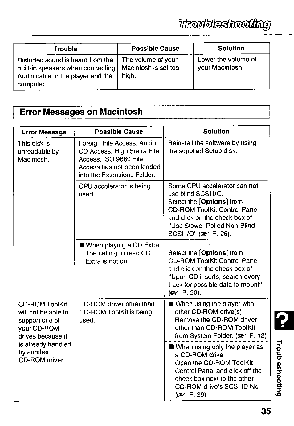 Error messages on macintosh | Panasonic KXL-783M User Manual | Page 35 / 44