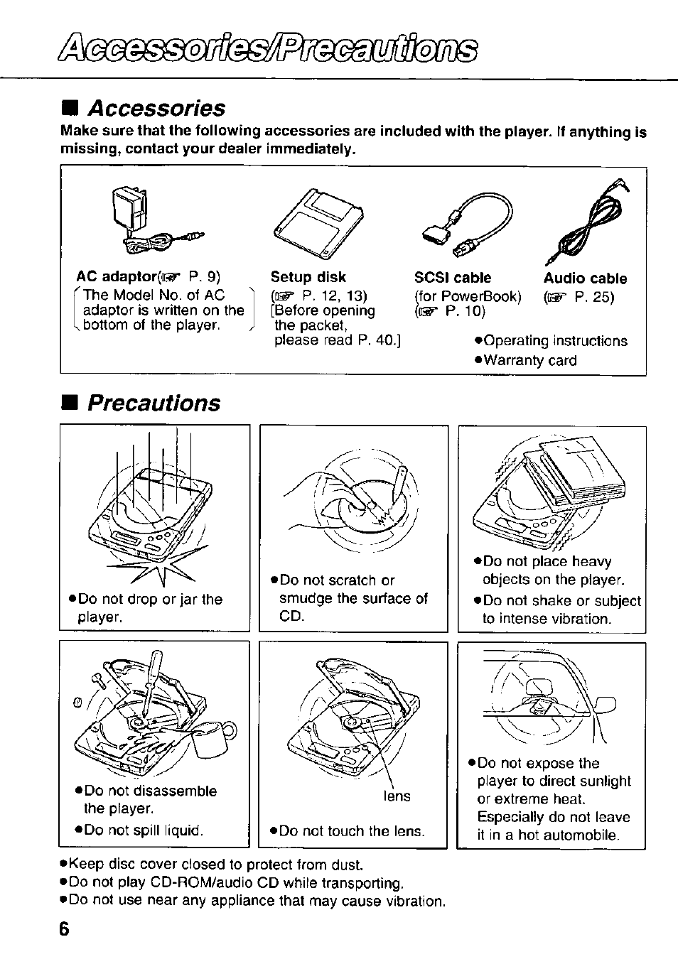 Accessories, Precautions | Panasonic KXL-783M User Manual | Page 6 / 44