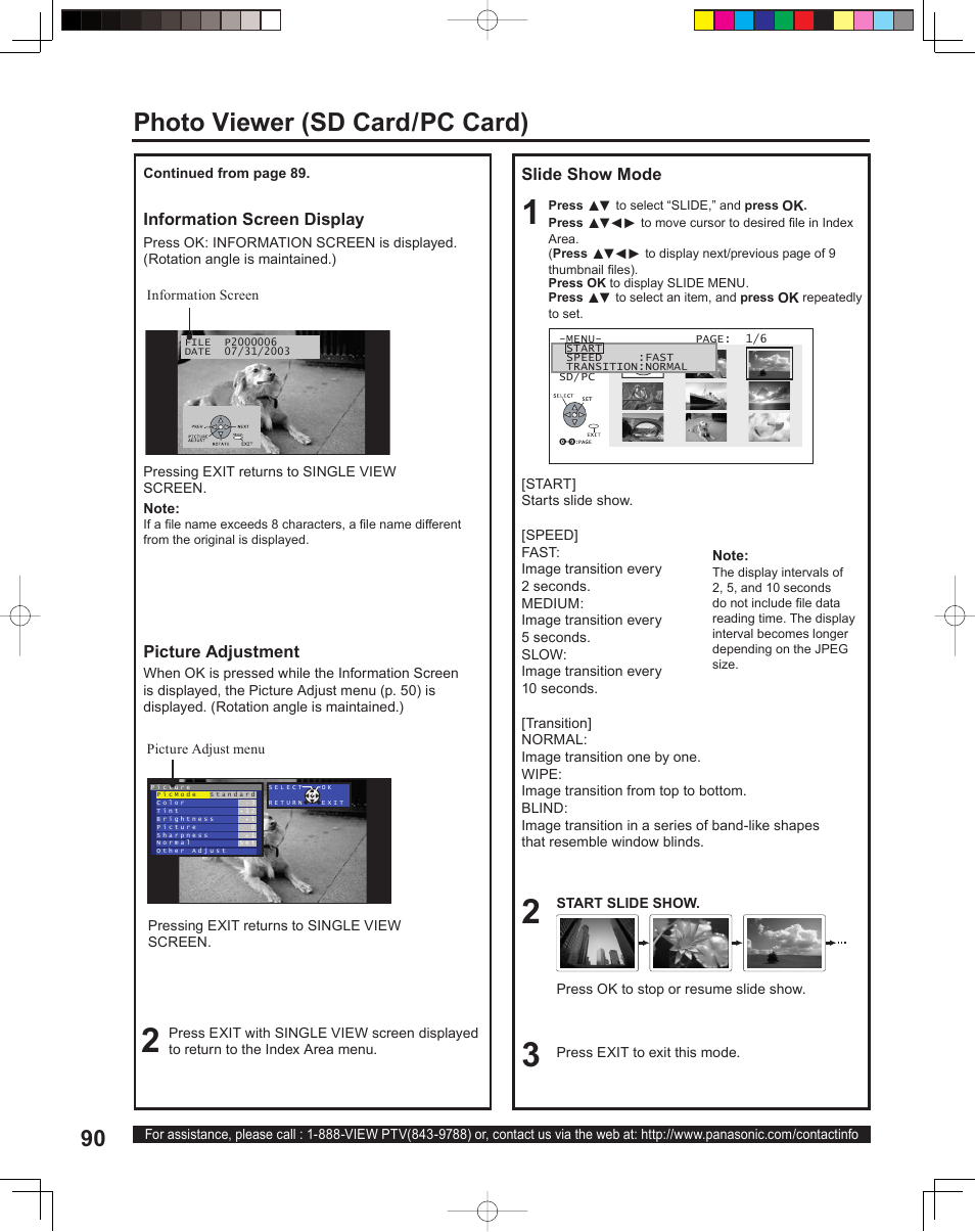 Photo viewer (sd card/pc card) | Panasonic PT 60LCX64 User Manual | Page 90 / 112