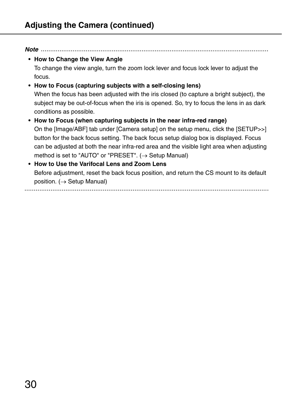 Adjusting the camera (continued) | Panasonic SD WV-NW484S User Manual | Page 30 / 50