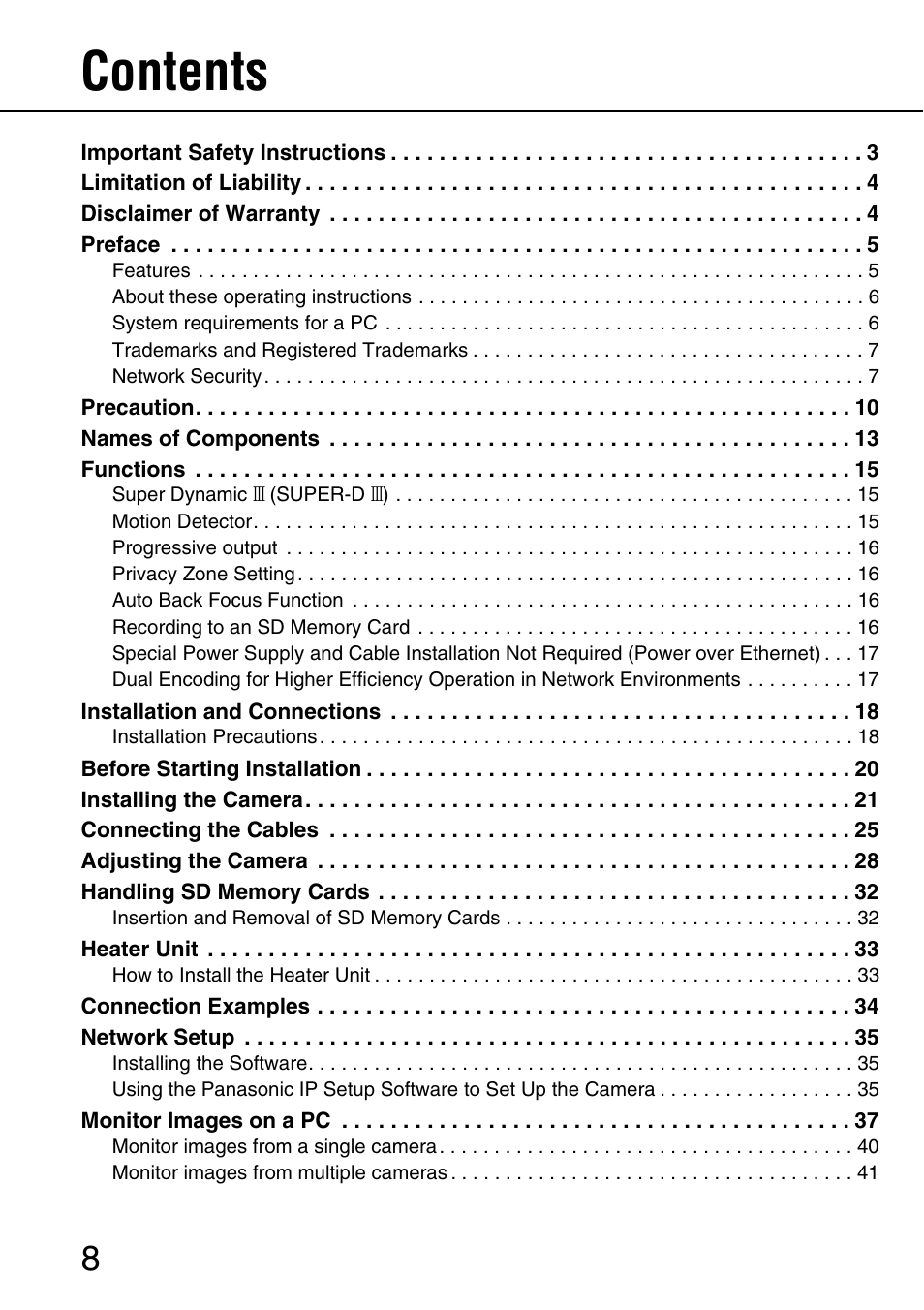 Panasonic SD WV-NW484S User Manual | Page 8 / 50
