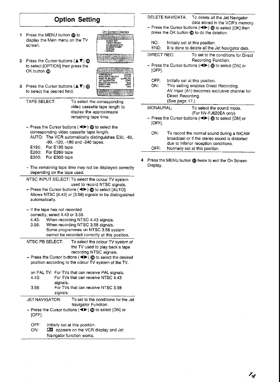 Option setting | Panasonic G-CODE NV-FJ620 User Manual | Page 13 / 28