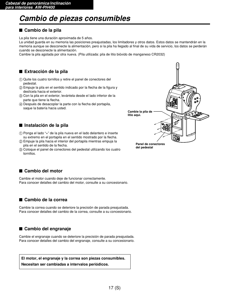 Cambio de piezas consumibles | Panasonic AW-RP400E User Manual | Page 234 / 272