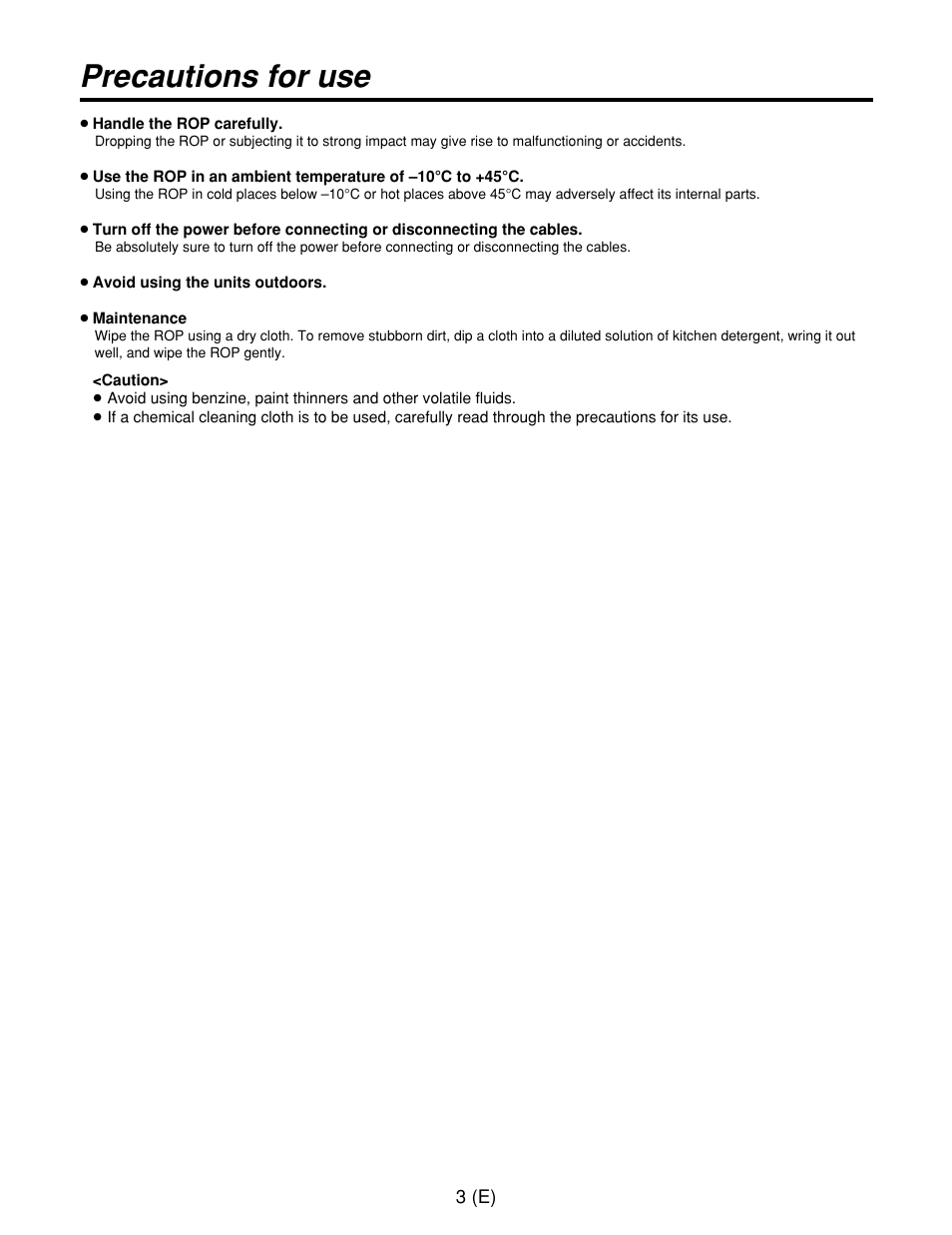 Precautions for use | Panasonic AW-RP400E User Manual | Page 4 / 272