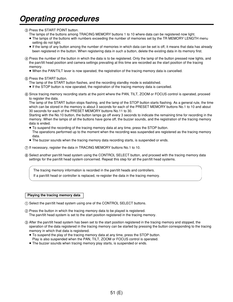 Operating procedures, 51 (e) | Panasonic AW-RP400E User Manual | Page 52 / 272