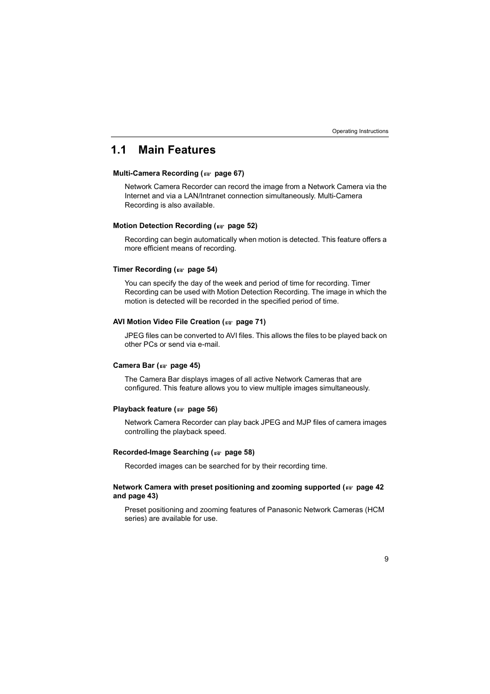 1main features, 1 main features | Panasonic BB-HNP60 User Manual | Page 9 / 86