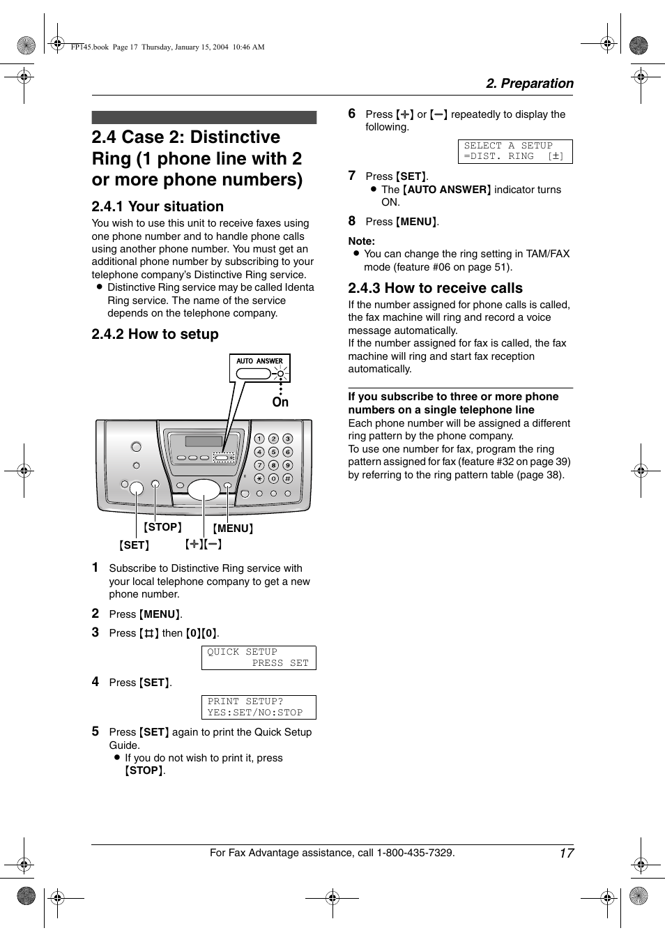 1 your situation, 2 how to setup, 3 how to receive calls | Panasonic KX-FP145 User Manual | Page 19 / 86